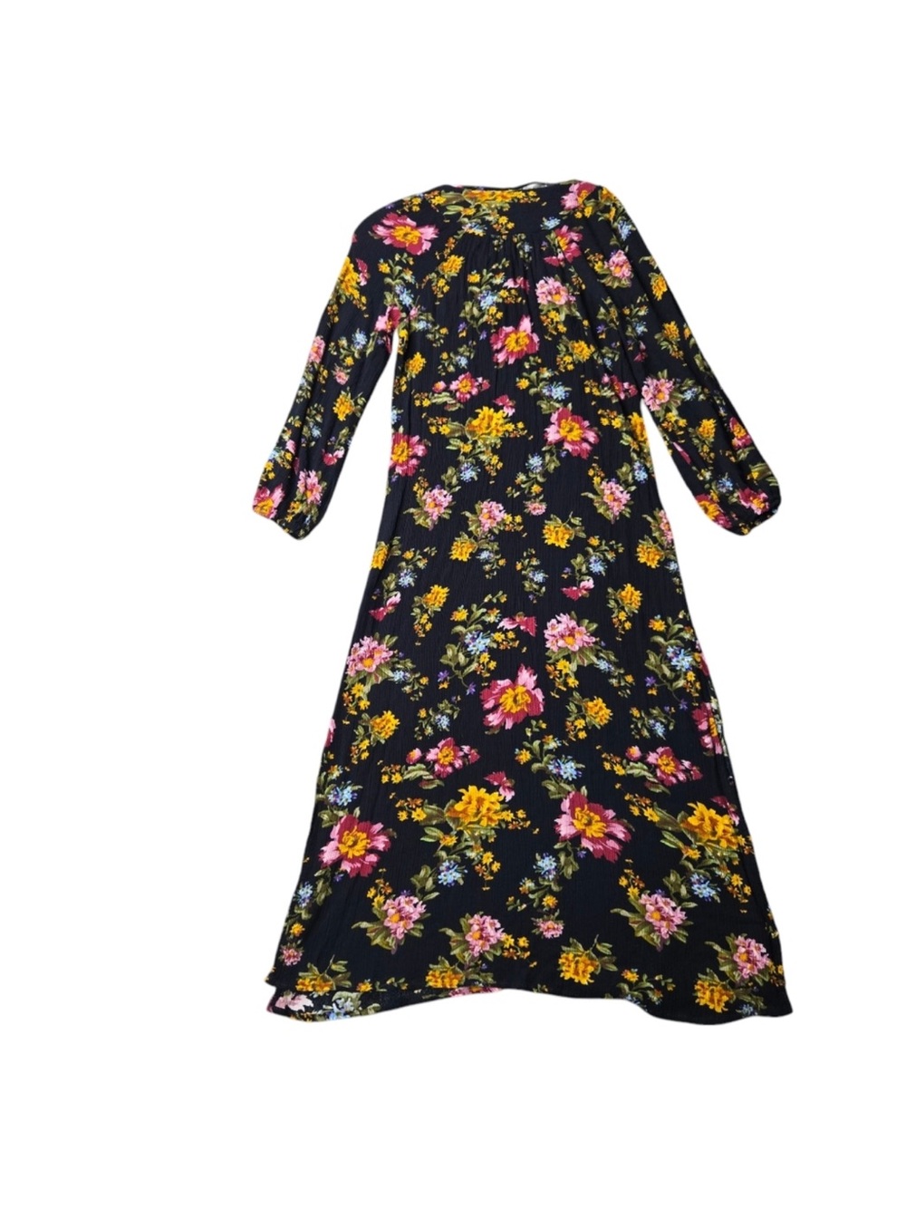 Natural Life Rowan Side Slit Midi Dress Floral Long-sleeve Elastic Cuff gauzy - Picture 4 of 8